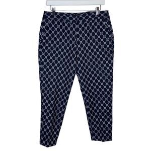 Talbots Petites‎ Womens Size 8P Ankle Pants Navy Blue White Cotton Blend Petite